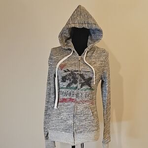 Reflex Gray Zip-Up Hoodie with California Love Graphic